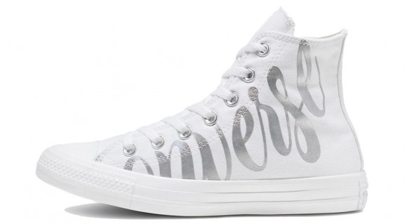 Converse Womens WMNS Chuck Taylor All Star High 'Metallic Script Logo - White' White/Multi/White Canvas Shoes/Sneakers 566176F - 566176F