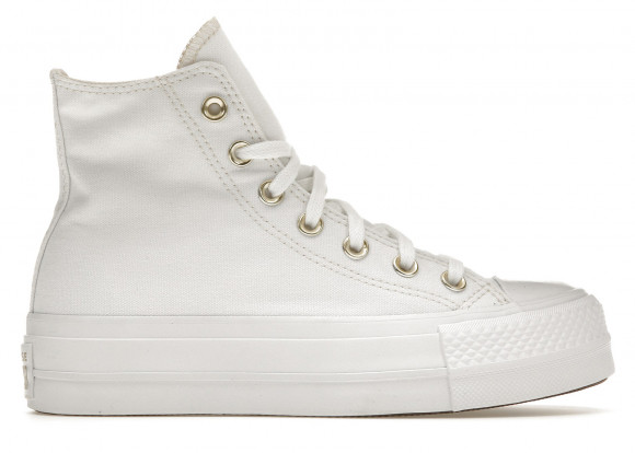 white and rose gold platform converse