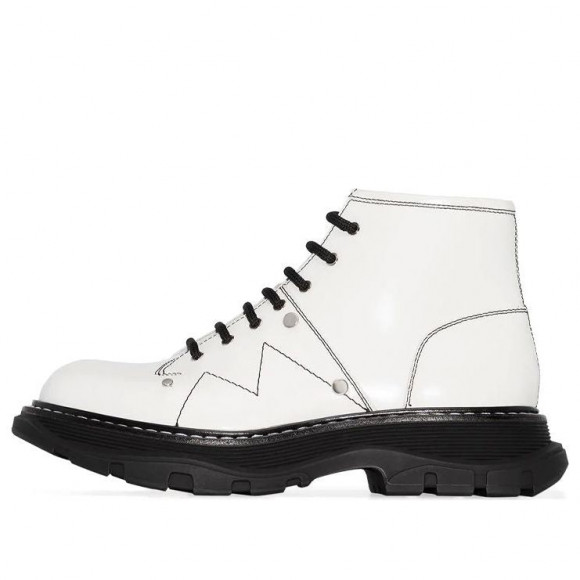 (WMNS) Alexander McQueen Tread Lace Up Leather Boots 'White' - 595469WHZ819089