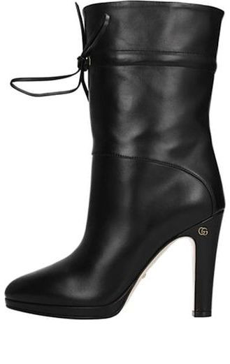 (WMNS) Gucci Drawstring-tie Ankle Boots 'Black' - 626719-BKO00-1000