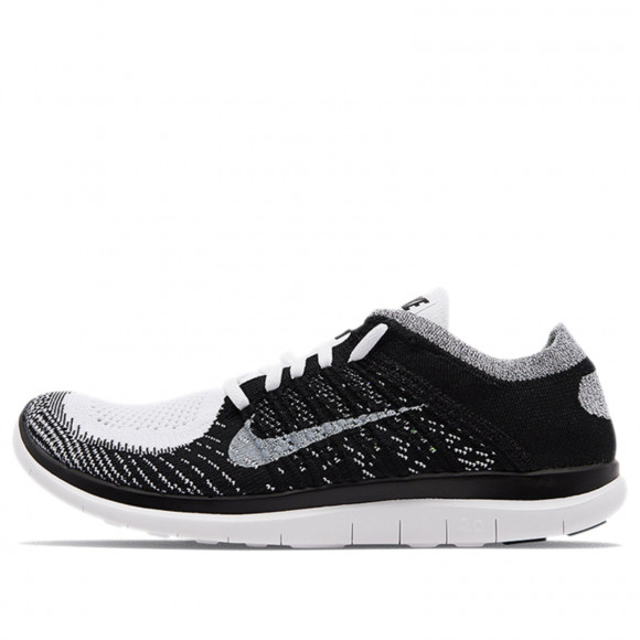 Quien Sermón Amabilidad Nike Free 4.0 Flyknit White Black Marathon Running Shoes/Sneakers 631053-100