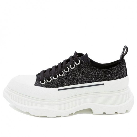 (WMNS) Alexander McQueen Tread Slick Lace Up Low 'Galaxy Black' - 633902WHW571027