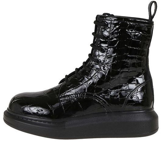 (WMNS) Alexander McQueen Crocodile Effect High Hybrid boots 'Black' - 633922WHY201000