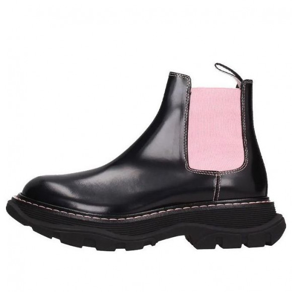 (WMNS) Alexander Mcqueen Ankle Leather Boots 'Black Pink' - 641837WHZ8H1339