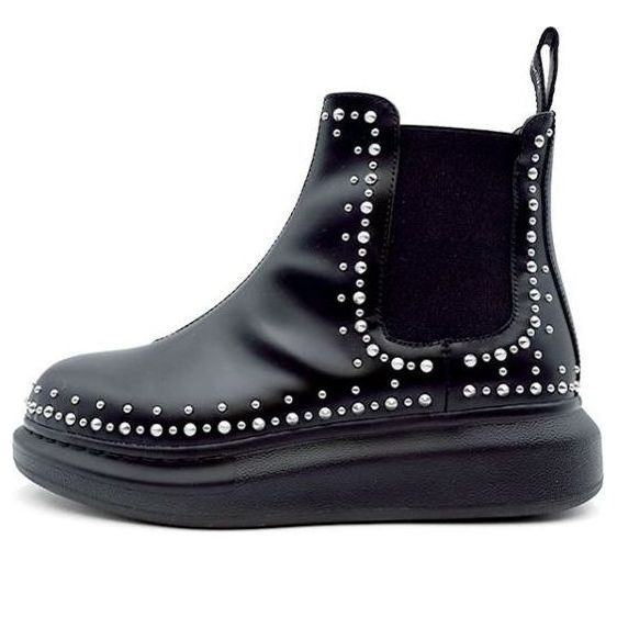 (WMNS) Alexander McQueen Hybrid Chelsea Boots 'Black Studd' - 650803WHX571081