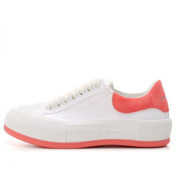 (WMNS) Alexander McQueen Deck Skate Plimsoll Lace Up 'White Coral' - 654593W4MV79097