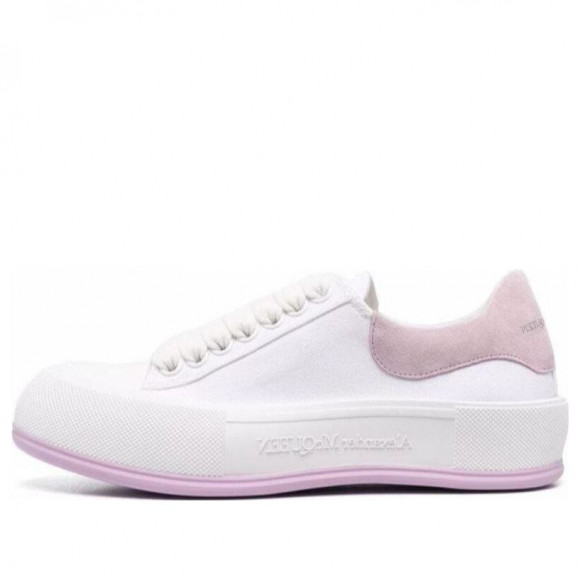 (WMNS) Alexander McQueen Deck Skate Plimsoll Lace Up 'White Lilac' - 654593W4MV79490