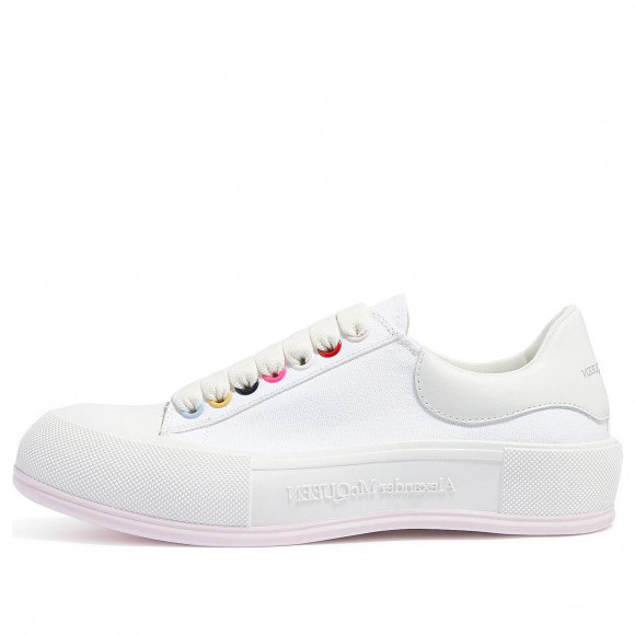 (WMNS) Alexander McQueen Deck Skate Plimsoll Lace Up 'White Multiclor' - 654593W4MVR9548