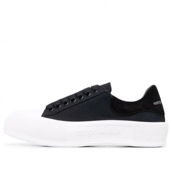 Alexander McQueen Deck Skate Plimsoll Lace Up 'Black White Sole' - 654594W4MV71070