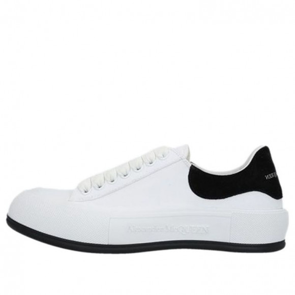 Alexander McQueen Deck Skate Plimsoll Lace Up 'White Black Suede' - 654594W4MV79061