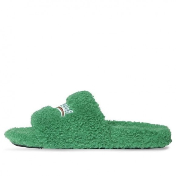 Balenciaga Furry Slides 'Green' - 654747W2DO13096