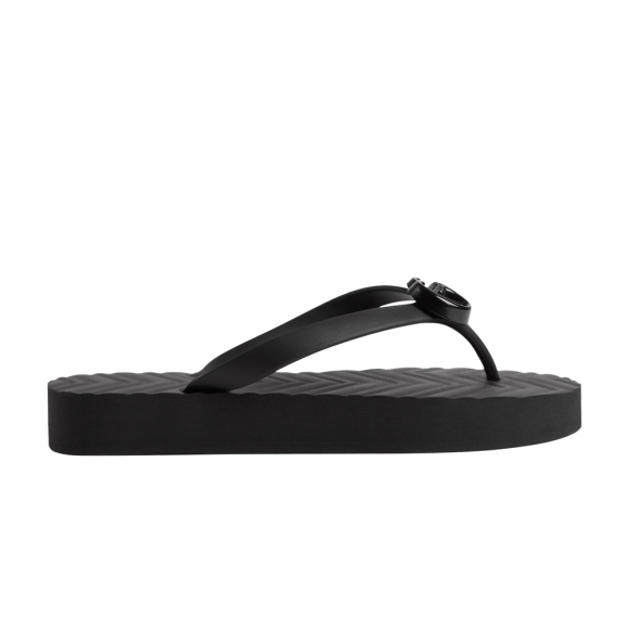 Gucci Wmns Chevron Thong Sandal 'Black' - 655463-J8710-1000