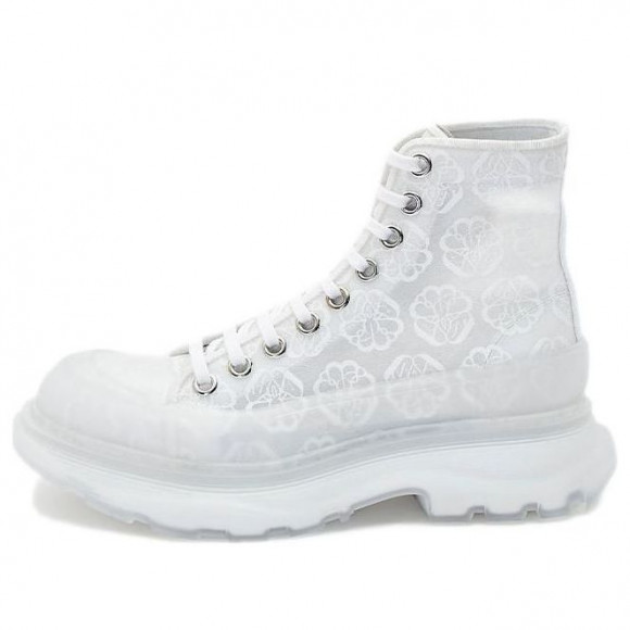 (WMNS) Alexander McQueen Tread Slick Lace Up High Boots 'White Transparent' - 658086W4Q329337