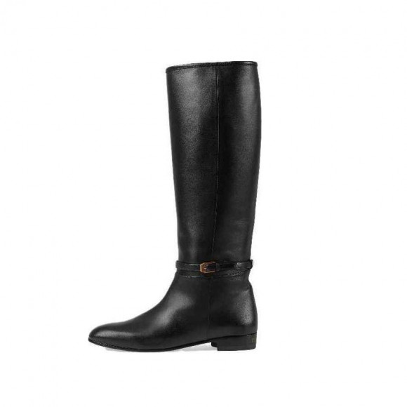 (WMNS) Gucci Knee High Leather Boots 'Black' - 658889-BKO00-1000