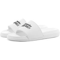 Alexander McQueen Men's Rubber Logo Pool Slide in White/Black - 663564W4RF0-9061