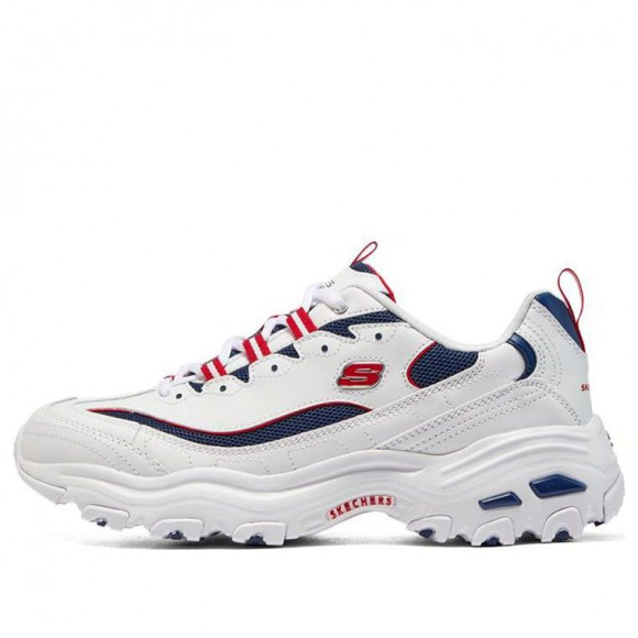 Skechers D’Lites 1.0 WHITE/NAVY BLUE/RED Chunky Shoes 666142-WNVR