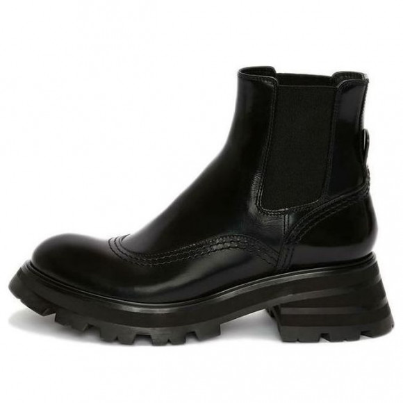 (WMNS) Alexander McQueen Leather Chelsea Ankle Boots 'Black' - 666368WHZ841000