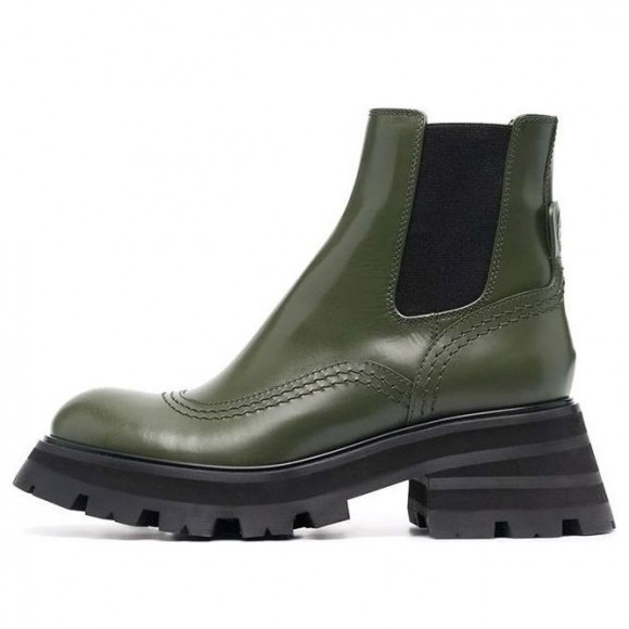 (WMNS) Alexander McQueen Leather Chelsea Ankle Boots 'Olive Black' - 666368WHZ843241