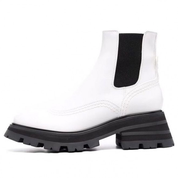 (WMNS) Alexander McQueen Leather Chelsea Ankle Boots 'White Black' - 666368WHZ849360