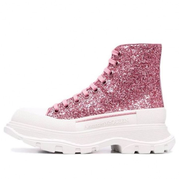 (WMNS) Alexander McQueen Tread Slick Glitter High-Top 'Pink White' - 666806W4JF45489