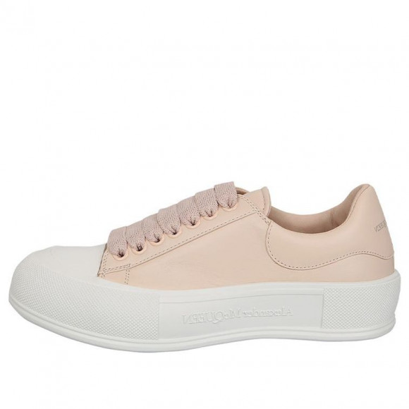 (WMNS) Alexander McQueen Deck Plimsoll Lace-Up Sneakers 'Peach White' - 667245WIAB66835