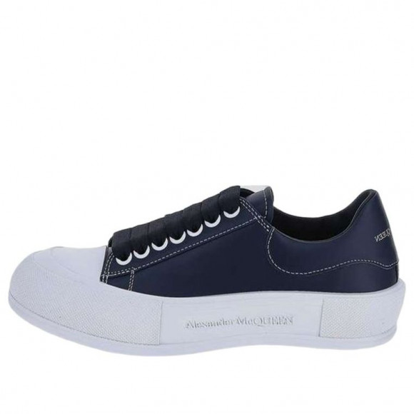 (WMNS) Alexander McQueen Deck Plimsoll Lace-Up Leather Sneakers 'Navy' - 667245WIABK4472