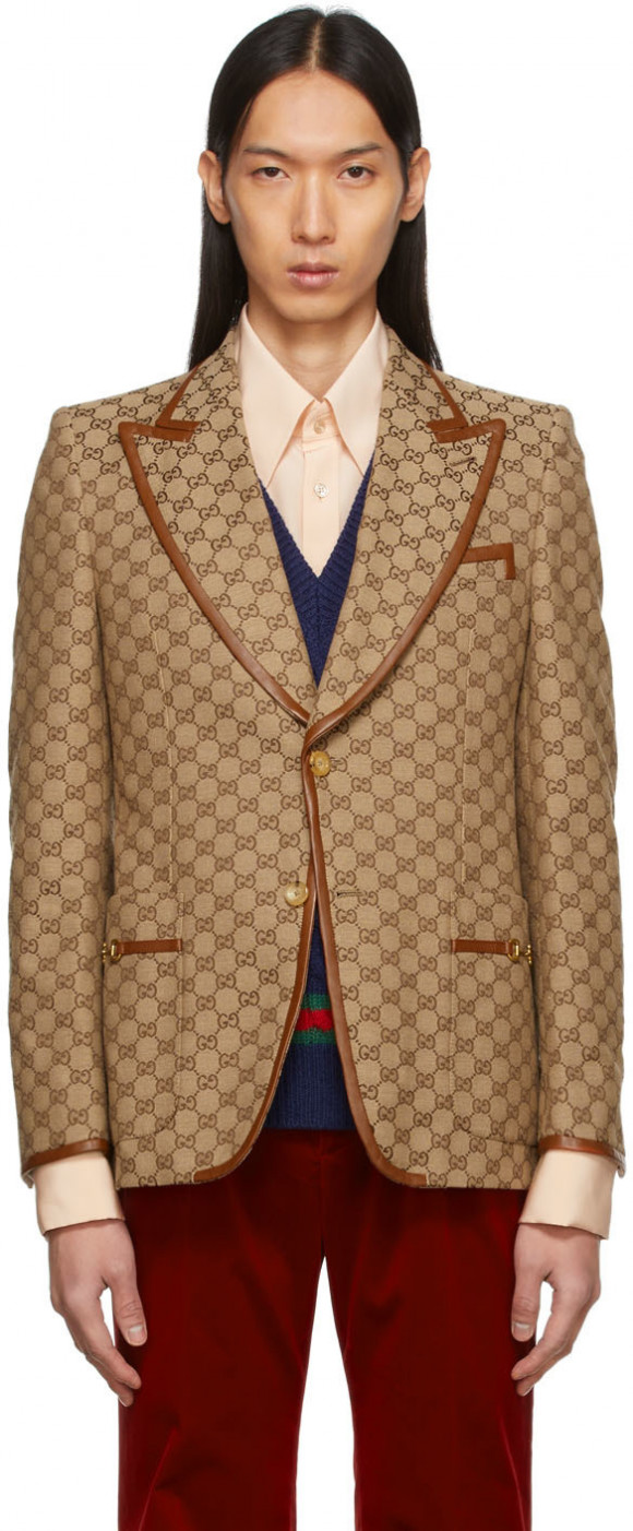 Gucci Brown Canvas Monogram Blazer - 668049-Z8ARW