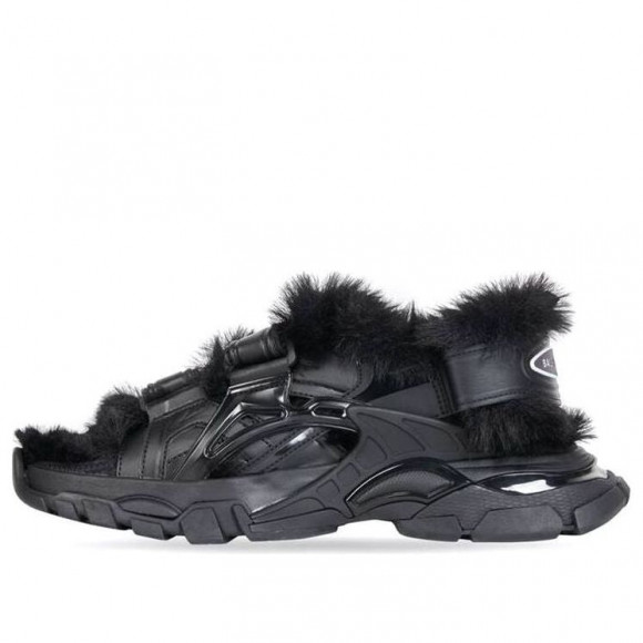 (WMNS) Balenciaga Track Sandals 'Fake Fur Black' - 668560W3CQ31000