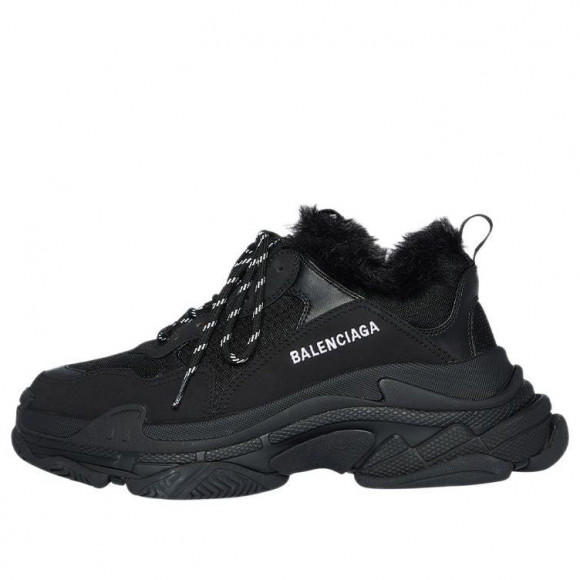 Balenciaga Triple S Sneaker 'Faux Fur Black' - 668563W3CQ51000