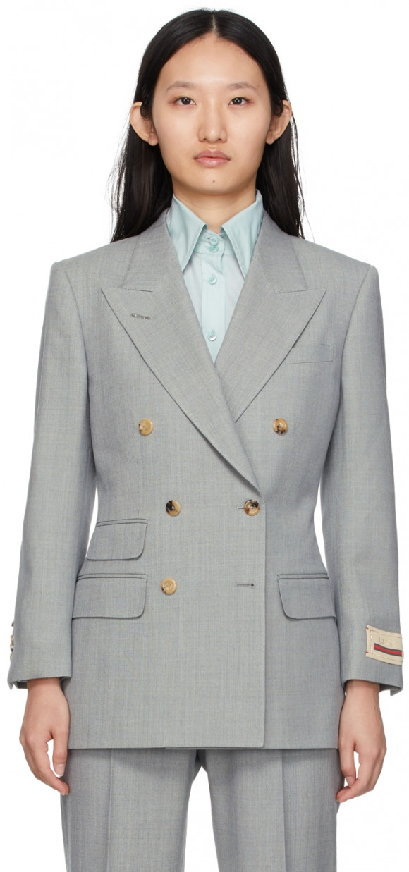 Gucci Grey Vintage Sharkskin Blazer