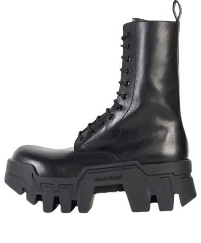 (WMNS) Balenciaga Bulldozer Lace Up Boot 'Black Vegetal Calfskin' - 671554WBCQ01000