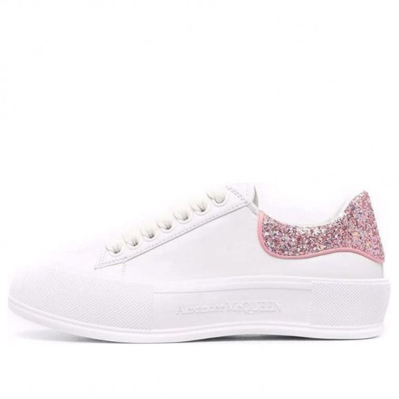 (WMNS) Alexander McQueen Deck Plimsoll 'White Rose Pink Glitter' - 676686WIABJ9477