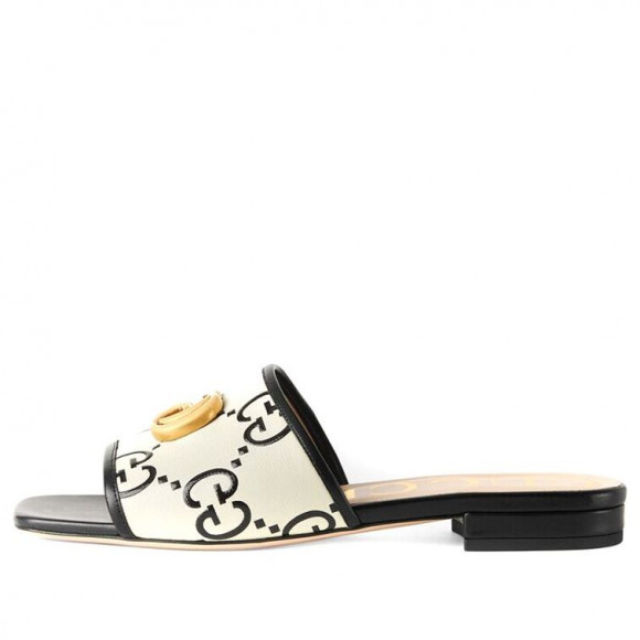 (WMNS) Gucci GG Slide Sandal Leather 'Black White' - 677584-UM920-1193