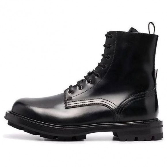 Alexander McQueen Polished Leather Combat Boots 'Black' - 683569WHZ801000