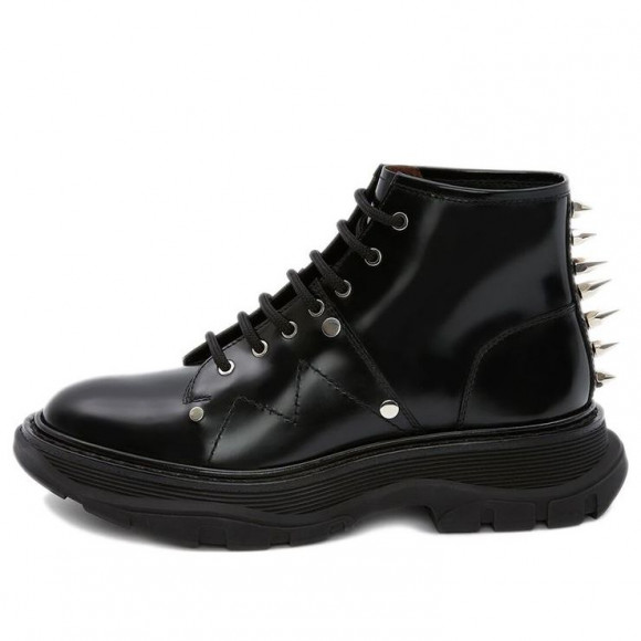 (WMNS) Alexander McQueen Leather Tread Ankle Boots 'Black' - 685692WHZ851081