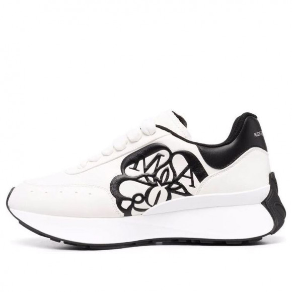 (WMNS) Alexander McQueen Sprint Runner Lace-Up Sneakers 'White Black' - 691039WIC959061