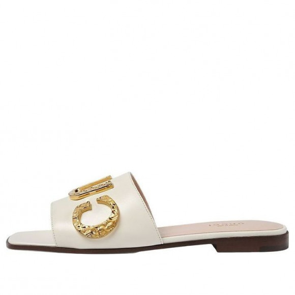 (WMNS) Gucci Cara Grained leather slip-on Sandal 'Off-White' - 694858-C9D00-9022