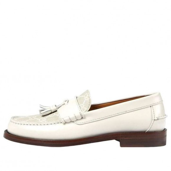 (WMNS) Gucci GG Supreme tassel loafers 'White' - 694866-17X50-9071