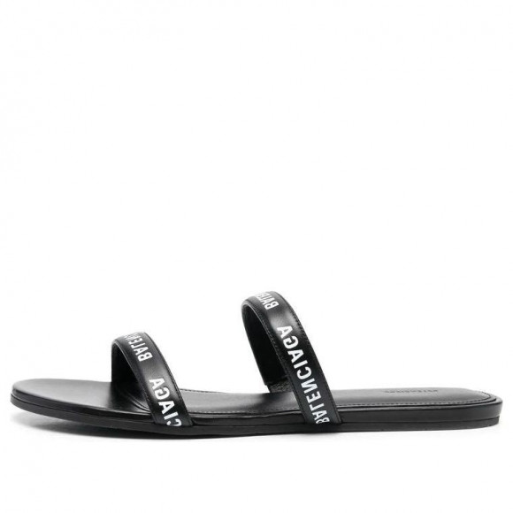 (WMNS) Balenciaga Logo Sandals 'Calf Black' - 694999WCAE11090