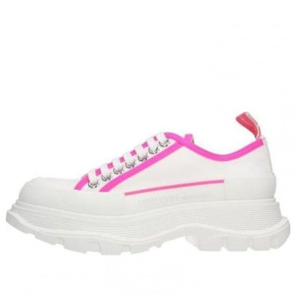 (WMNS) Alexander McQueen Tread Slick Lace Up 'White Neon Pink' - 697074W4MV59895