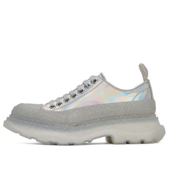 (WMNS) Alexander McQueen Tread Slick Iridescent Sparkle Translucent Sneaker 'Silver Grey' - 697079W4T718294