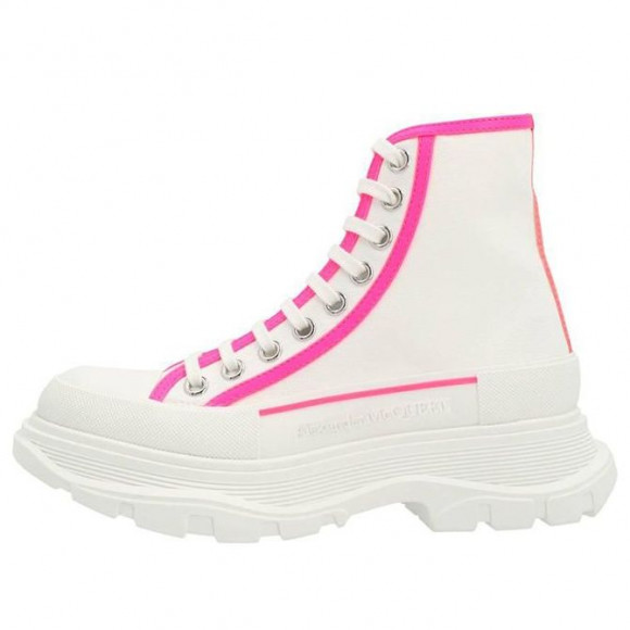 (WMNS) Alexander McQueen Tread Slick Lace-Up Boots 'White Pink' - 697082W4MV59895