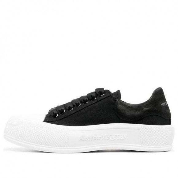 (WMNS) Alexander McQueen Deck Skate Plimsoll Shoes 'Black White' - 697120W4MV71070