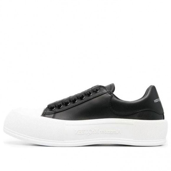 (WMNS) Alexander McQueen Deck Skate Plimsoll Shoes 'Core Black White' - 697121WIAB61070