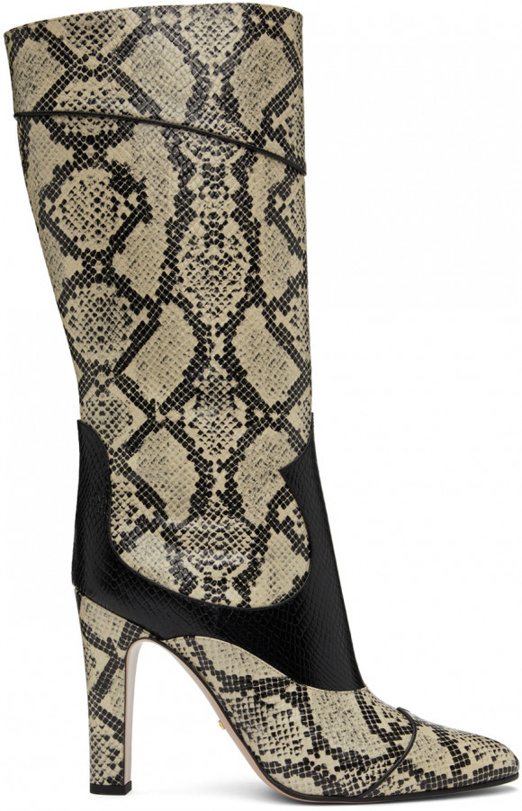 Gucci Beige Python Print Tall Boots