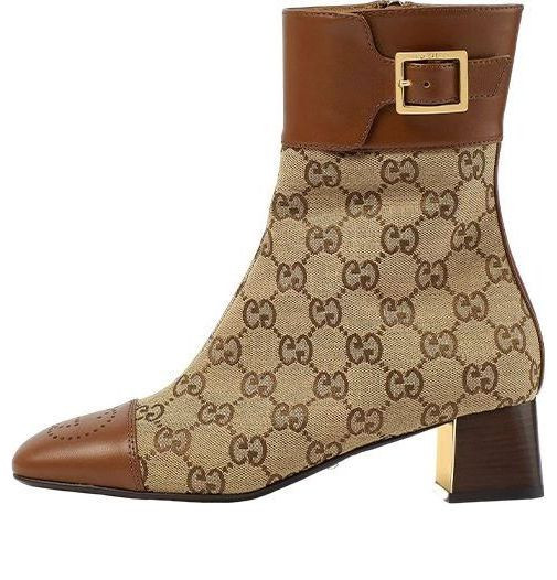 (WMNS) Gucci Ankle boots with GG monogram 'Brown Beige' - 700023-21HH0-2582