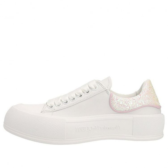 (WMNS) Alexander McQueen Deck Sneakers 'White Pink Glittered' - 702047WICEV8868