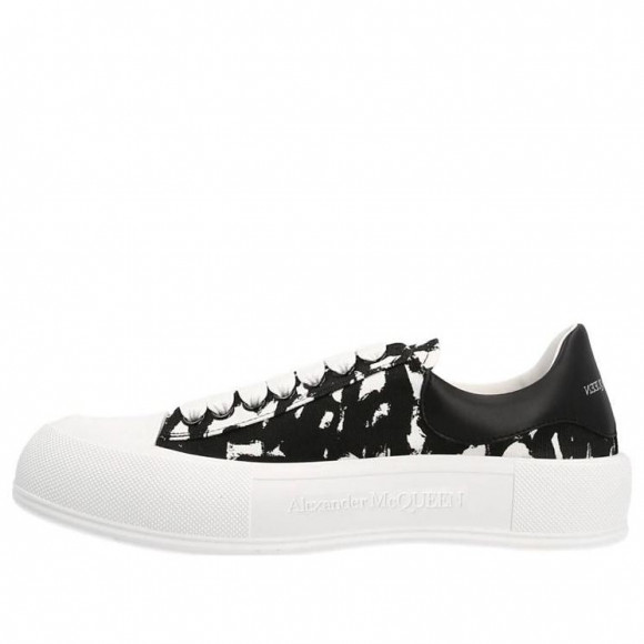 Alexander McQueen Graffiti Printed Low-Top Sneakers 'Black White' - 705199W4TG79061