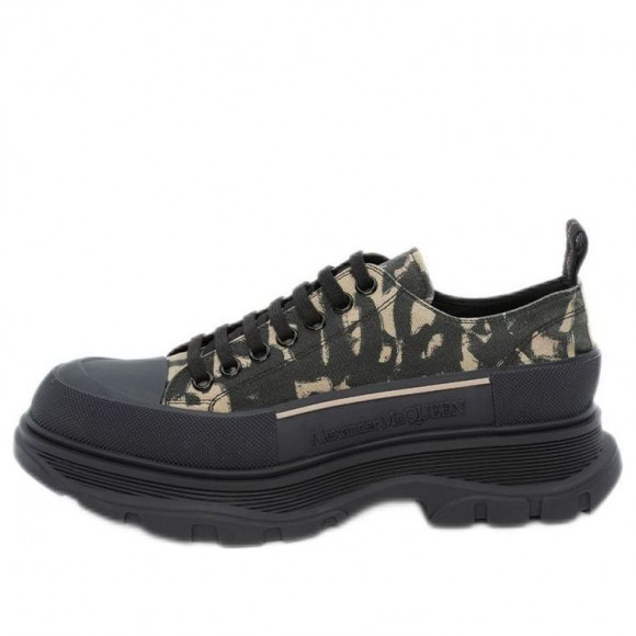 Alexander McQueen Graffiti Tread Slick Lace-up Sneakers 'Beige Green Black' - 705668W4TG59787