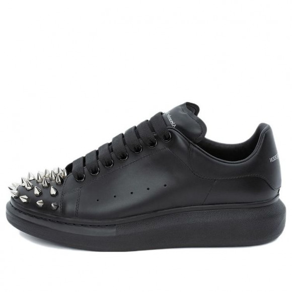 Alexander McQueen Leather Spike Larry Sneakers Black